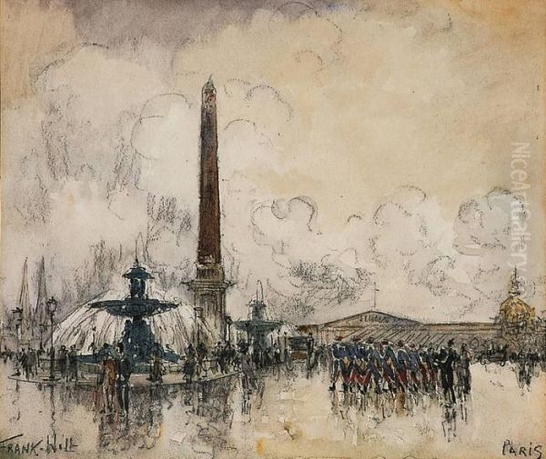 Paris, La Place De La Concorde Oil Painting by Frank Will