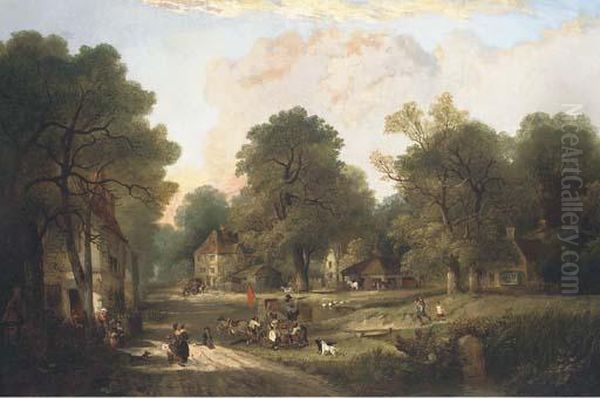 A Village In The New Forest Oil Painting by Edward Charles Williams