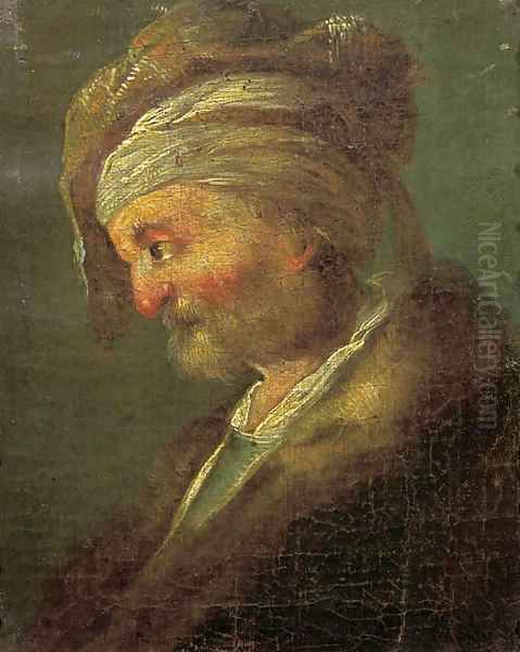 A tronie Study of the head of a man in profile to the left Oil Painting by Johann Georg Trautmann