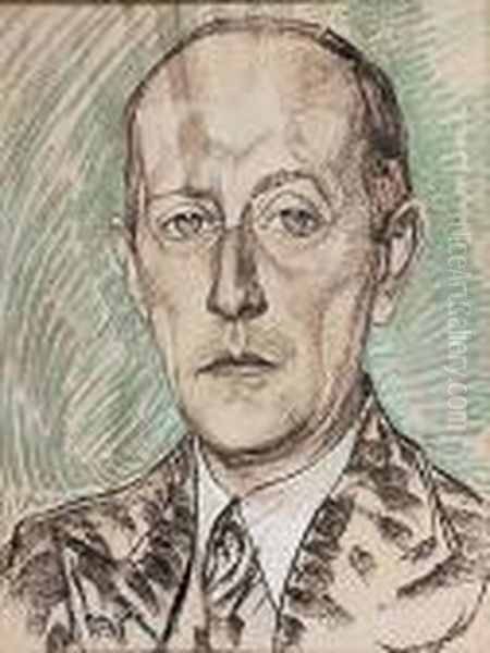 Portret Lucjana Bastgena (1933) Oil Painting by Stanislaw Ignacy Witkiewicz (Witkacy)