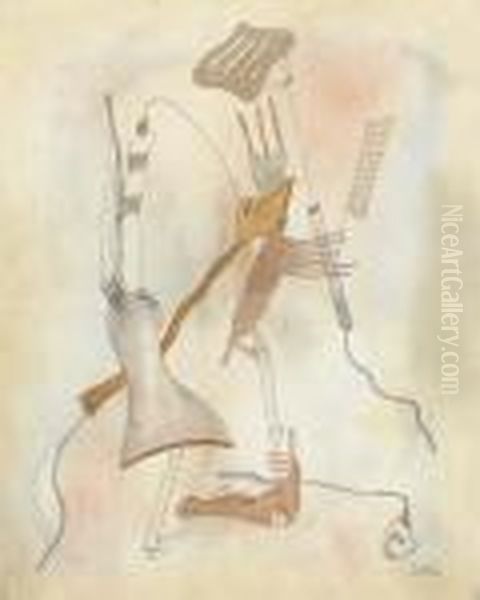 Figures Mouvantes Tenant Ensemble Oil Painting by Otto Wols