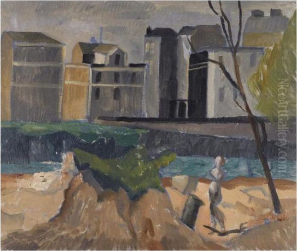 Landscape, Outskirts Of Paris Oil Painting by Christopher Wood