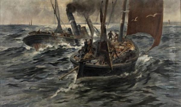 Off The Berminshire Coast Oil Painting by Frank Watson Wood