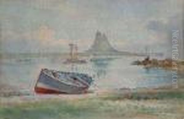 Holy Island Castle Oil Painting by Frank Watson Wood