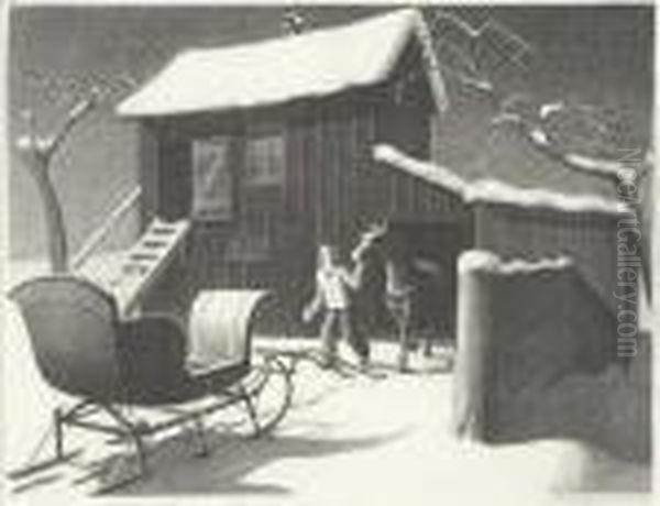 December Afternoon Oil Painting by Grant Wood