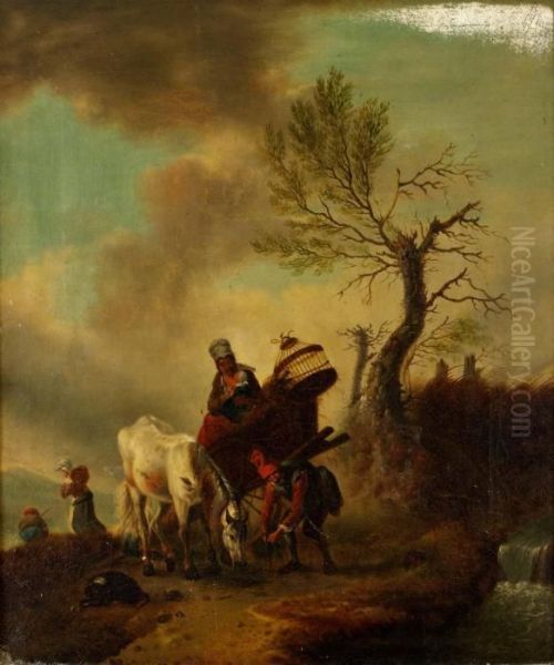 Rastande Sallskap Med Hast Och Hund Oil Painting by Pieter Wouwermans or Wouwerman