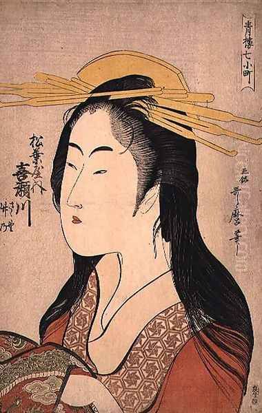 Portrait of Kisegawa of Matsubaya, c.1796, Oil Painting by Kitagawa Utamaro
