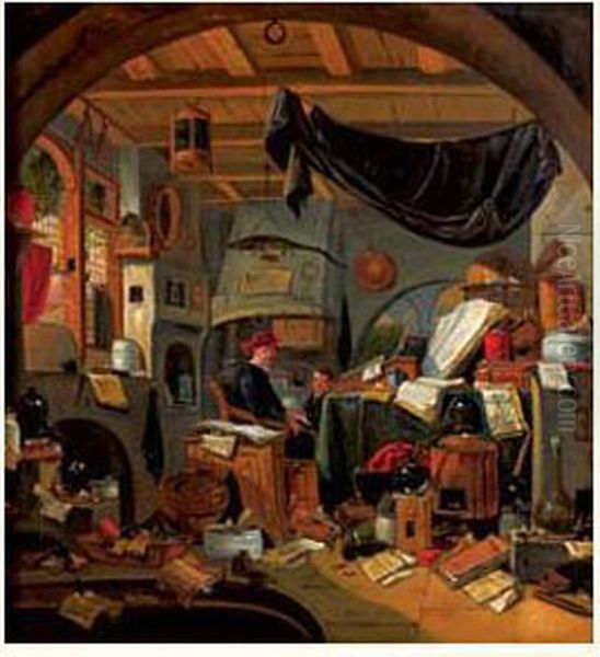 L'alchimiste Dans Son Laboratoire Oil Painting by Thomas Wyck