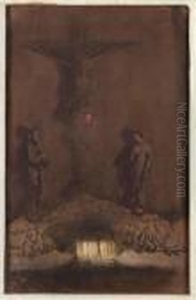 Golgota Przy Kosciele Sw. Marka W Krakowie Oil Painting by Leon Wyczolkowski