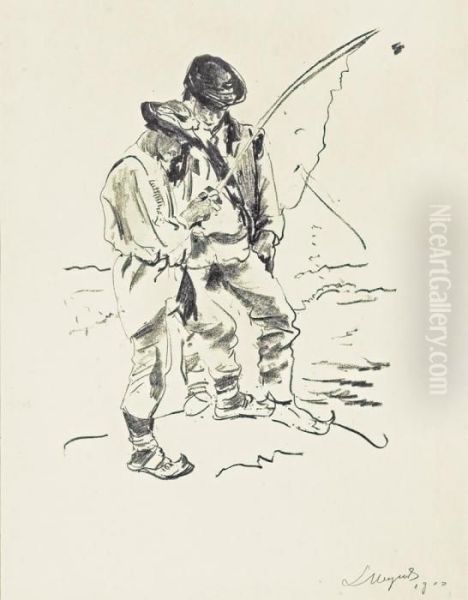 Fishermen Oil Painting by Leon Wyczolkowski