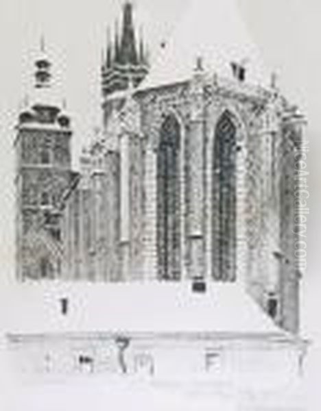 Widok Na Kosciol Mariacki Oil Painting by Leon Wyczolkowski