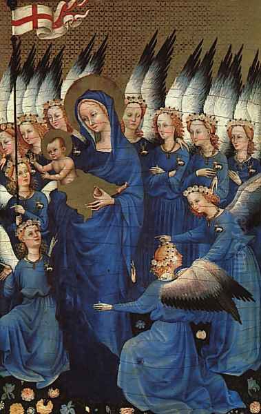 The Wilton Diptych - right panel featuring the Virgin and Child with Angels 1395 Oil Painting by French Unknown Masters