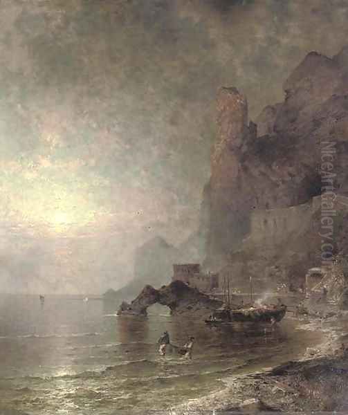 The Gulf of Salerno, Amalfi Oil Painting by Franz Richard Unterberger