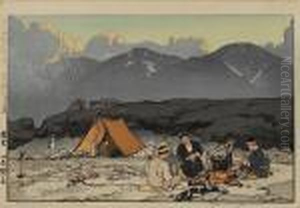 Cave Of Komagatake, Kitadake And Manotake Oil Painting by Hiroshi Yoshida