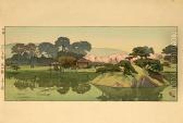 Garden Scenes Oil Painting by Hiroshi Yoshida