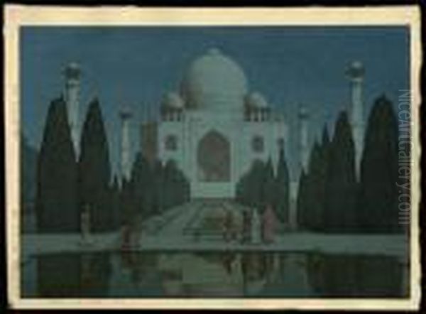 Night In Taj Mahal No. 6 Oil Painting by Hiroshi Yoshida