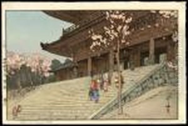 Chion-in Temple Gate Oil Painting by Hiroshi Yoshida