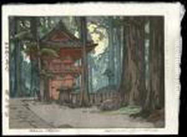 Takinoo Shrine Oil Painting by Hiroshi Yoshida