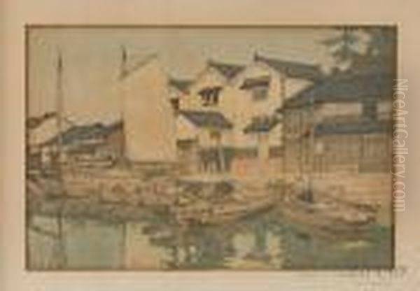 Kura In Tomonoura Oil Painting by Hiroshi Yoshida