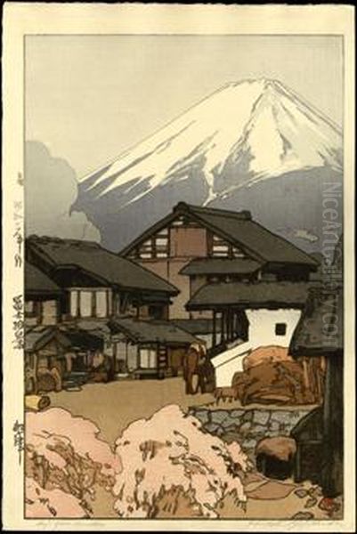 Fuji From Funatsu Oil Painting by Hiroshi Yoshida