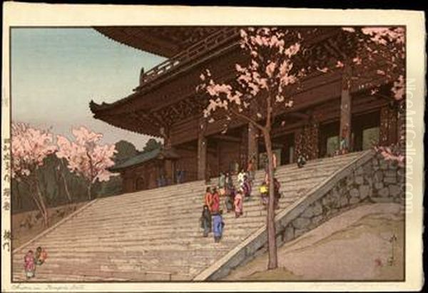 Chion-in Temple Gate Oil Painting by Hiroshi Yoshida