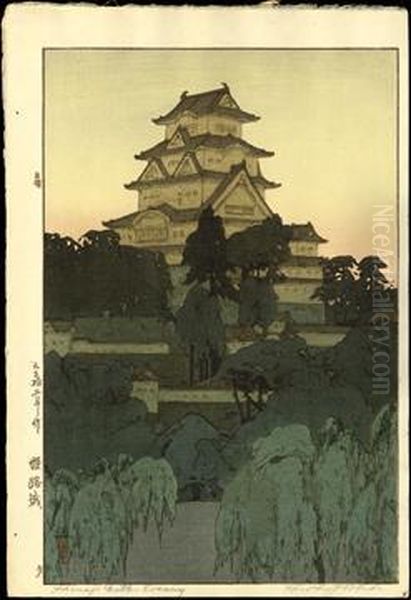 Himeji Castle - Evening Oil Painting by Hiroshi Yoshida