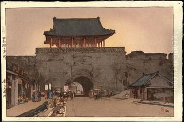 Dainan Gate In Mukden Oil Painting by Hiroshi Yoshida