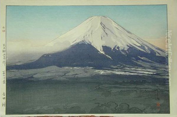 Grand Oban Yoko-e (41 X 27,4 
Cm), Fuji Ju Kei, Dix Vues Du Fuji, L'aube Sur Le Fuji, Vue Du Village 
De Yoshida. Oil Painting by Hiroshi Yoshida