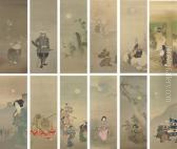 Tsuki Junidai Oil Painting by Tsukioka Kinzaburo Yoshitoshi