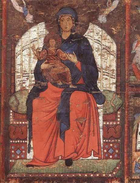 Virgin and Child Enthroned with Scenes from the Life of the Virgin (detail) Oil Painting by Italian Unknown Master