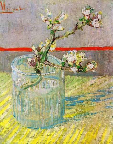 Blossoming Almond Branch in a Glass Oil Painting by Vincent Van Gogh
