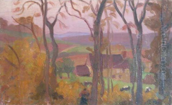 La Maison Du Peintre / Boury En Vexin Oil Painting by Jules Emile Zingg