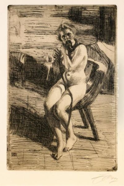 Harbandet Oil Painting by Anders Zorn