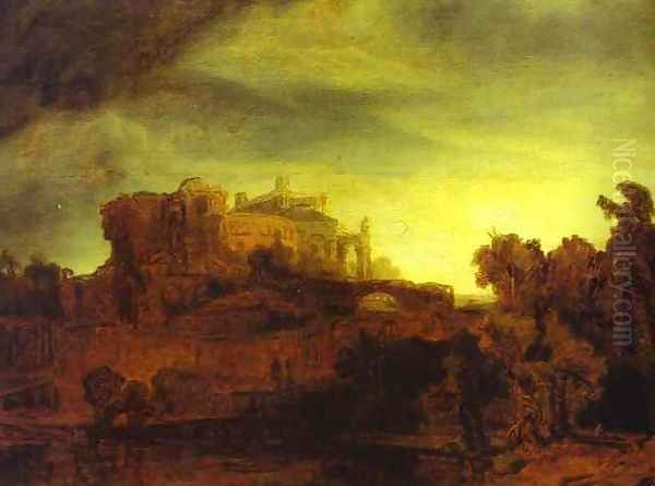 Landscape with a Castle Oil Painting by Rembrandt Van Rijn