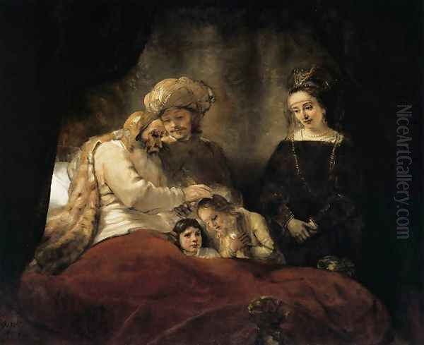 Jacob Blessing the Children of Joseph 1656 Oil Painting by Harmenszoon van Rijn Rembrandt