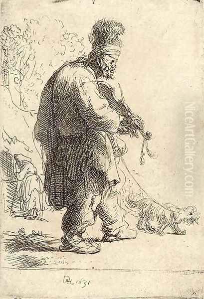 A blind Fiddler Oil Painting by Harmenszoon van Rijn Rembrandt