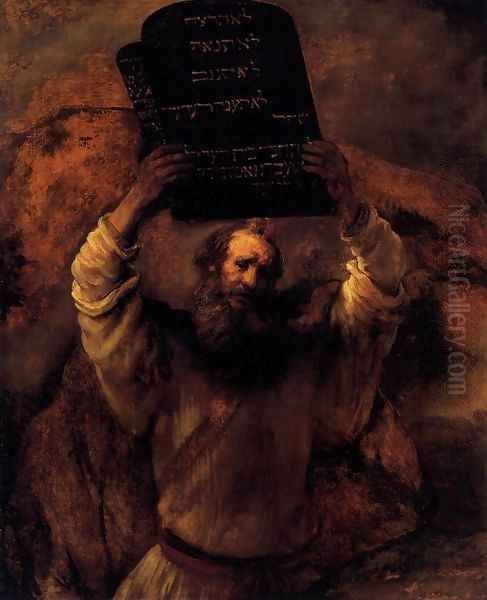 Moses Smashing the Tablets of the Law Oil Painting by Rembrandt Van Rijn