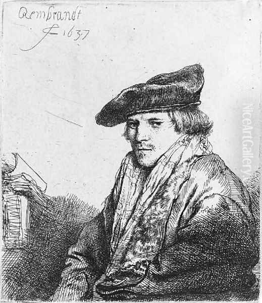 A Young Man in a Velvet Cap (Ferdinand Bol) Oil Painting by Rembrandt Van Rijn