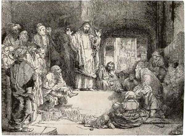 Christ Preaching ('La Petite Tombe') Oil Painting by Harmenszoon van Rijn Rembrandt