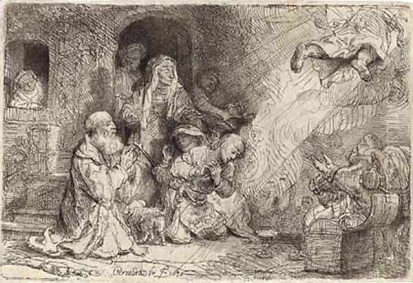 The Angel departing from the Family of Tobias Oil Painting by Rembrandt Van Rijn