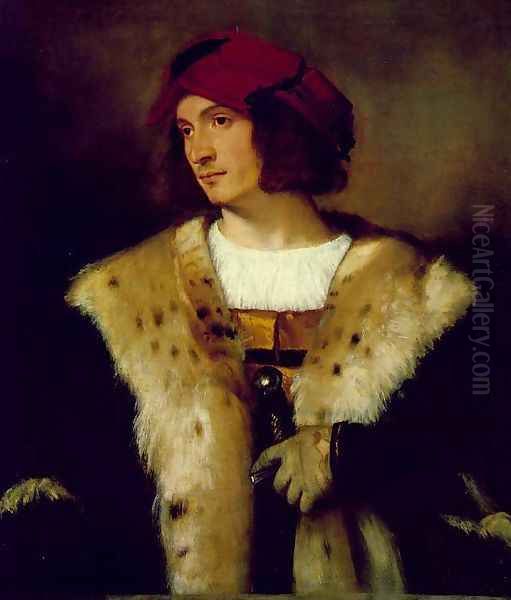 Portrait of a Man in a Red Cap c. 1516 Oil Painting by Tiziano Vecellio (Titian)