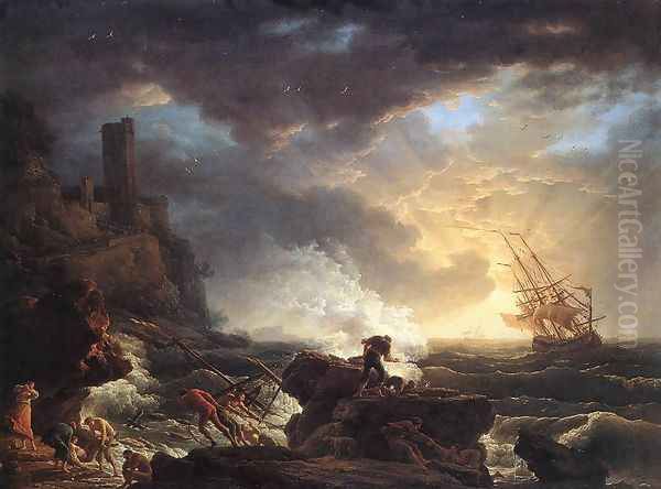 Shipwreck 1759 Oil Painting by Claude-joseph Vernet