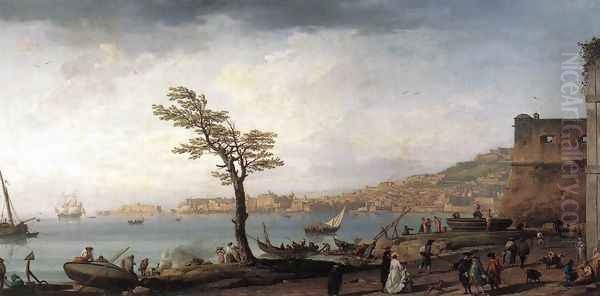 View of Naples 1748 Oil Painting by Claude-joseph Vernet