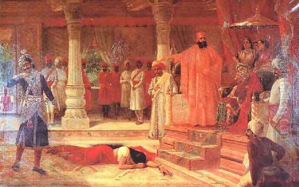 Droupathi in Viratas Palace Oil Painting by Raja Ravi Varma