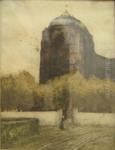Vrouw Op Weg Naar De Kerk. Oil Painting by Julien Celos