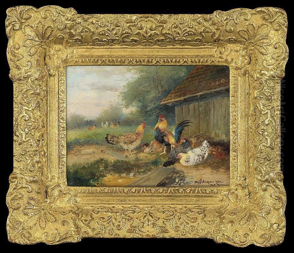 Birds Backyard Oil Painting by Max I Hanger