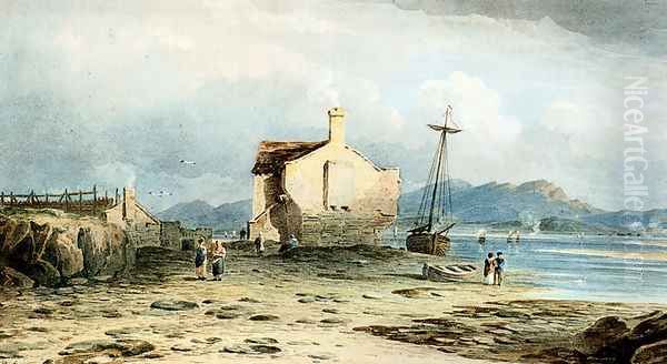 Tegwin Ferry With Snowdon In The Distance From Near Harlech, North Wales Oil Painting by John Varley