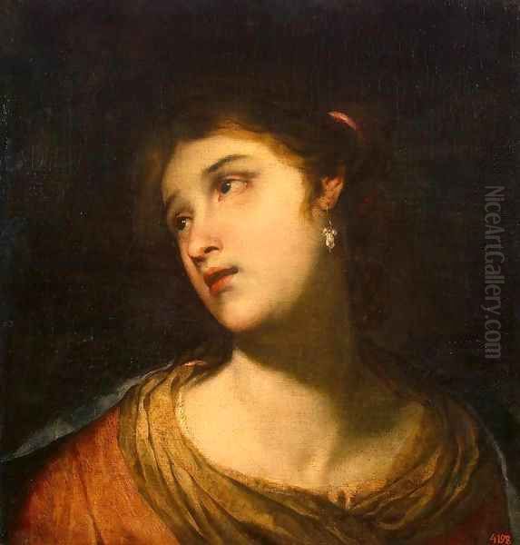 Head of a Woman Oil Painting by Juan De Valdes Leal