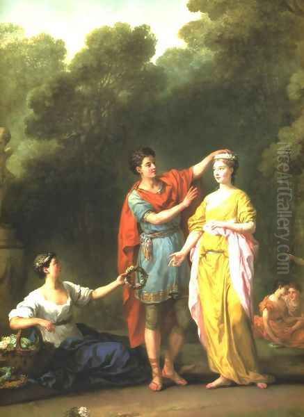Lover Crowning His Mistress Oil Painting by Joseph-Marie Vien