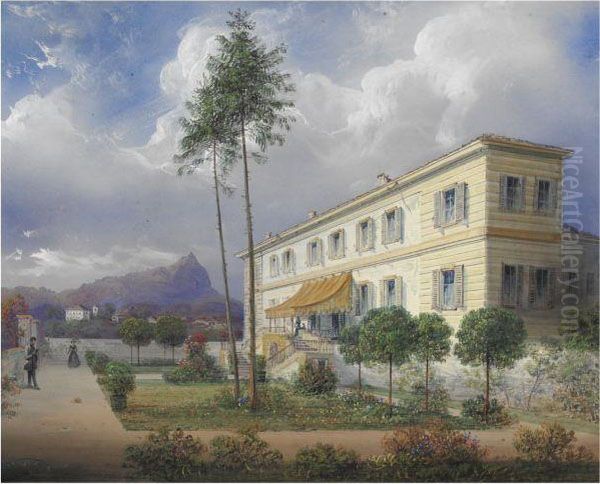 Villa Sul Lago Oil Painting by Carlo Bossoli